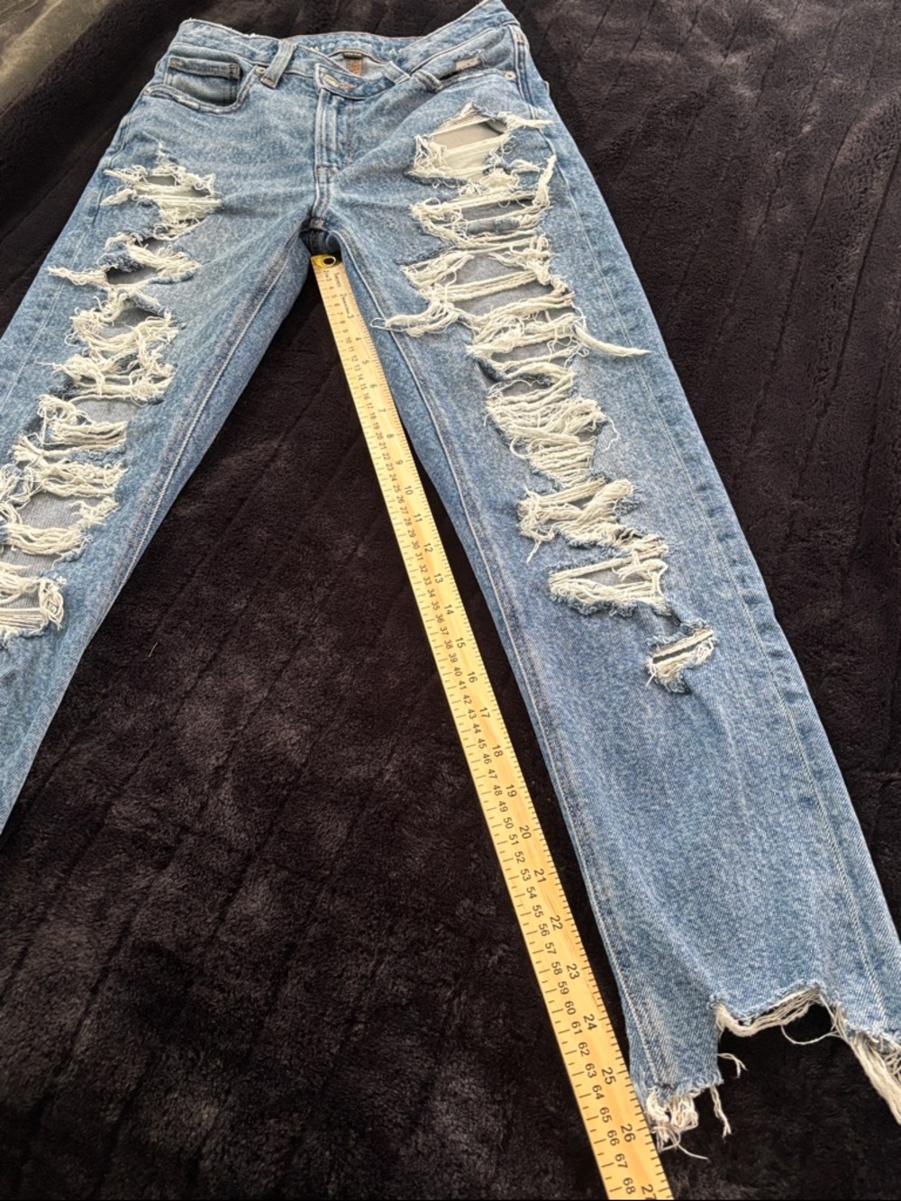American Eagle Outfitters Light Blue Distressed Straight Leg Jeans - Picture 4 of 6